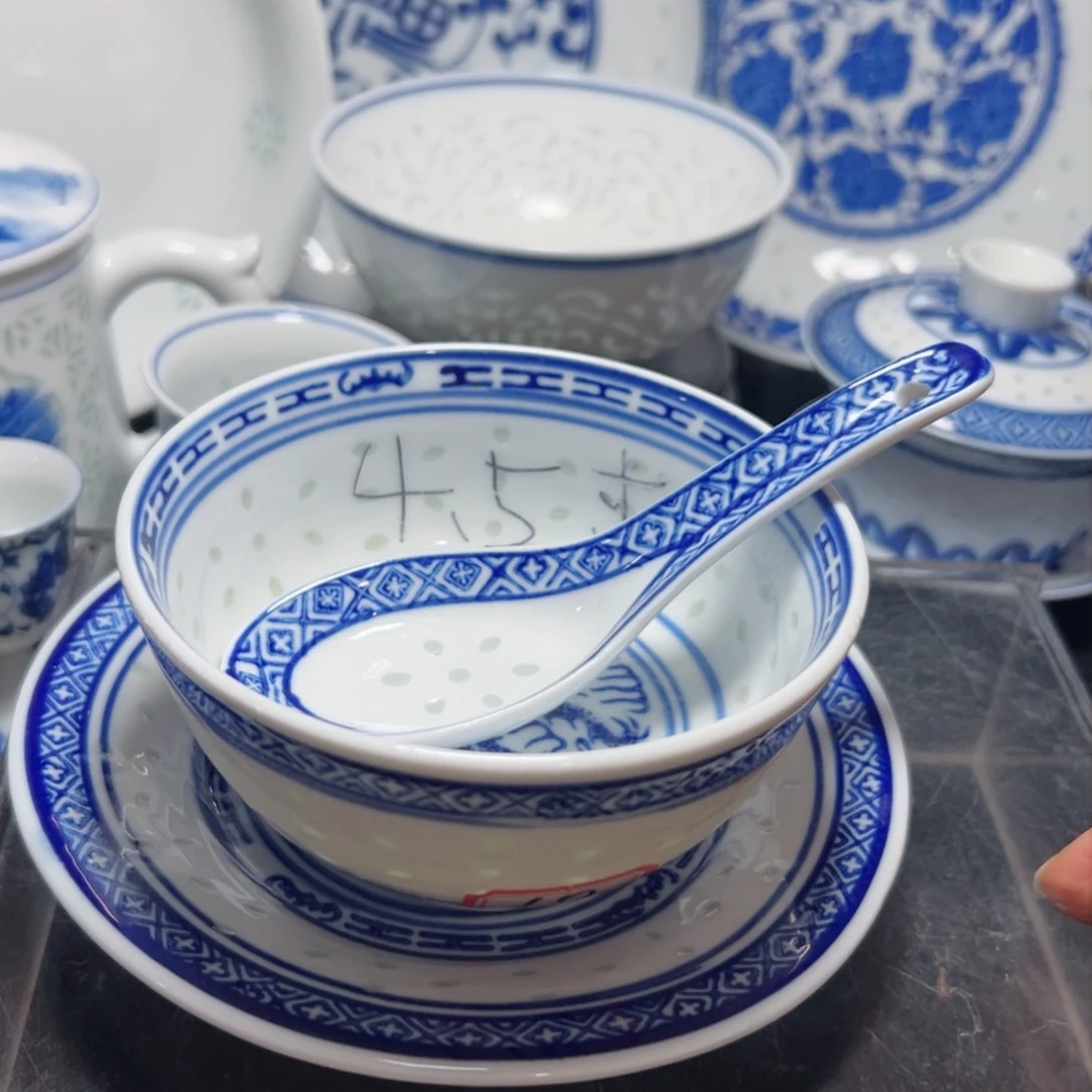 碗青花玲珑三件套