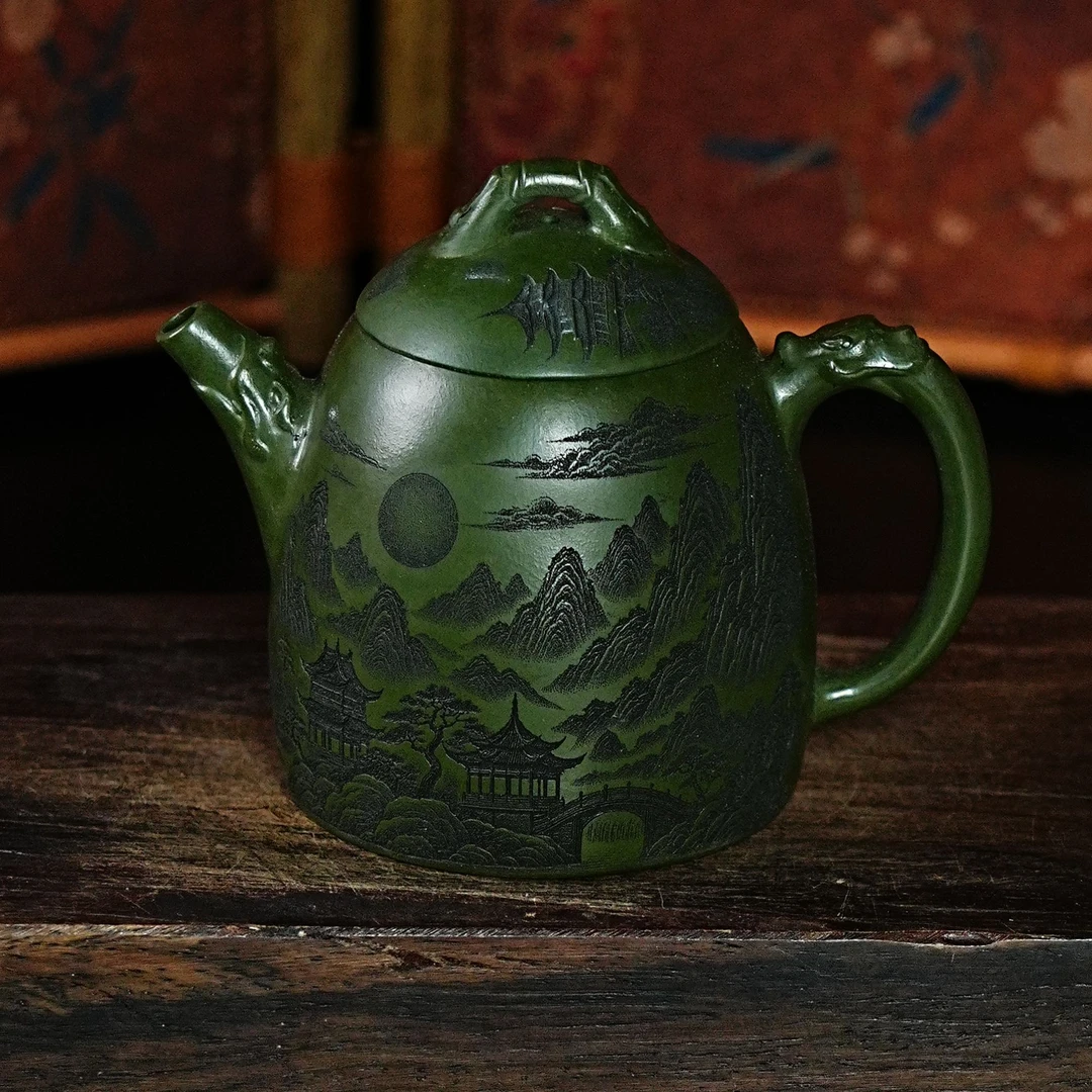 【0235秦权】宜兴原矿紫砂全手工刻绘老鹰茶具紫砂壶茶器