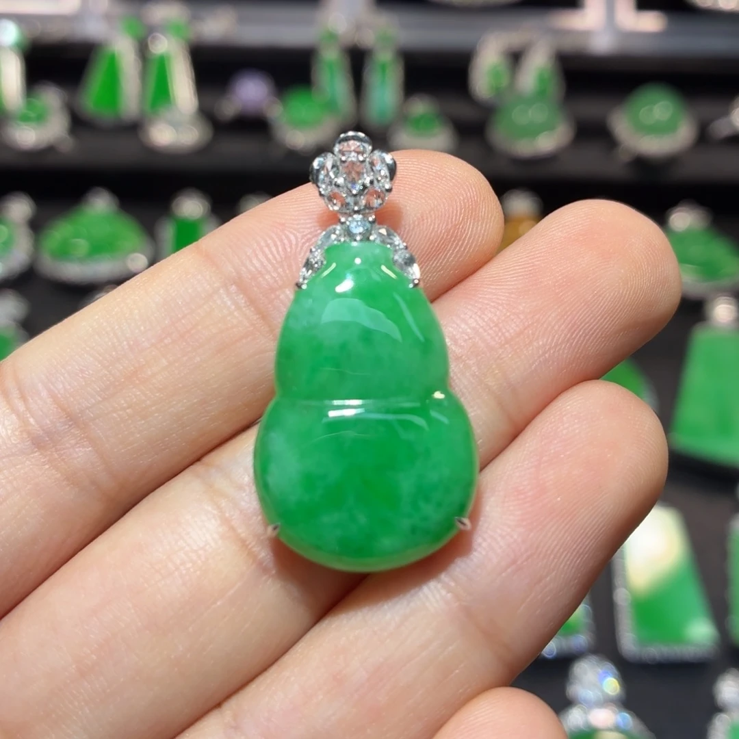 翡翠18K金镶嵌吊坠(不含链)翡翠