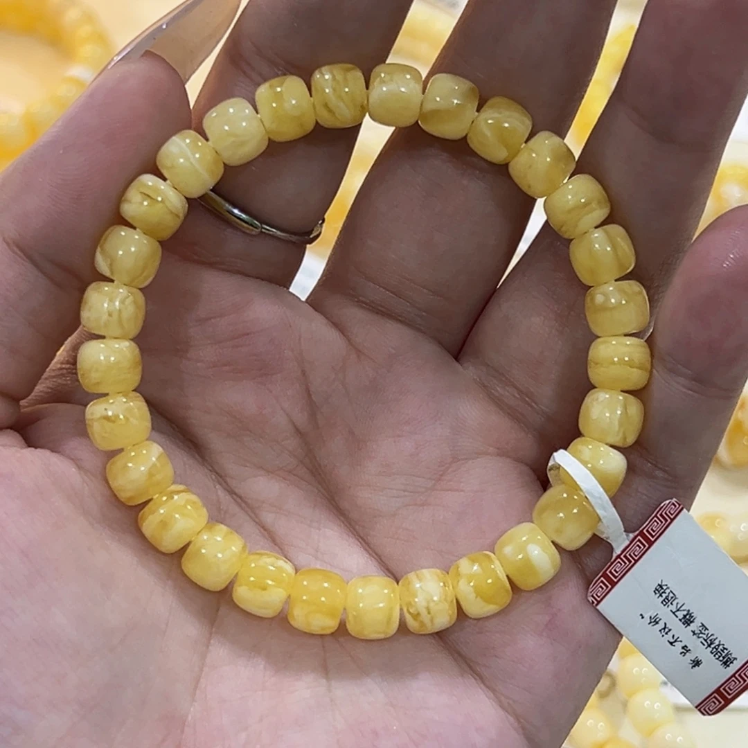 蜜蜡未镶嵌手链7.5m虎皮老型手串