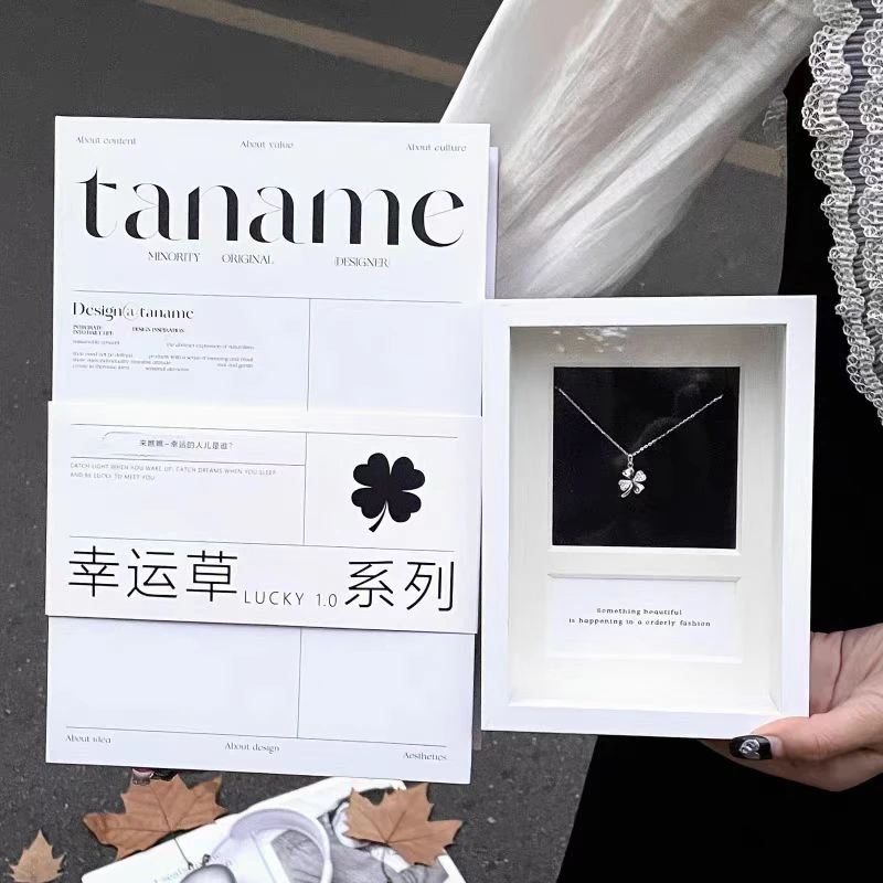 taname 坠链均925银锆石 四叶草幸运草项链生日七夕礼物女友闺蜜