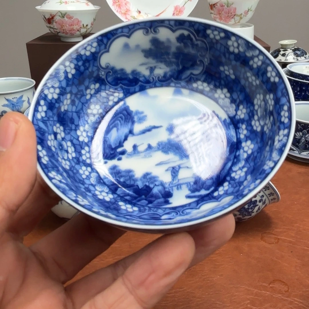 陶摆件冰梅开窗山水景德镇发货