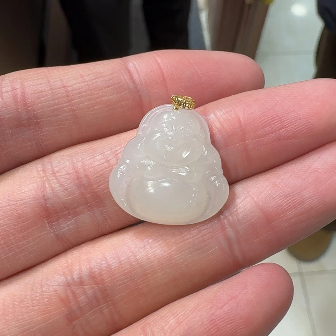 和田玉佛18K金镶嵌117好大哥