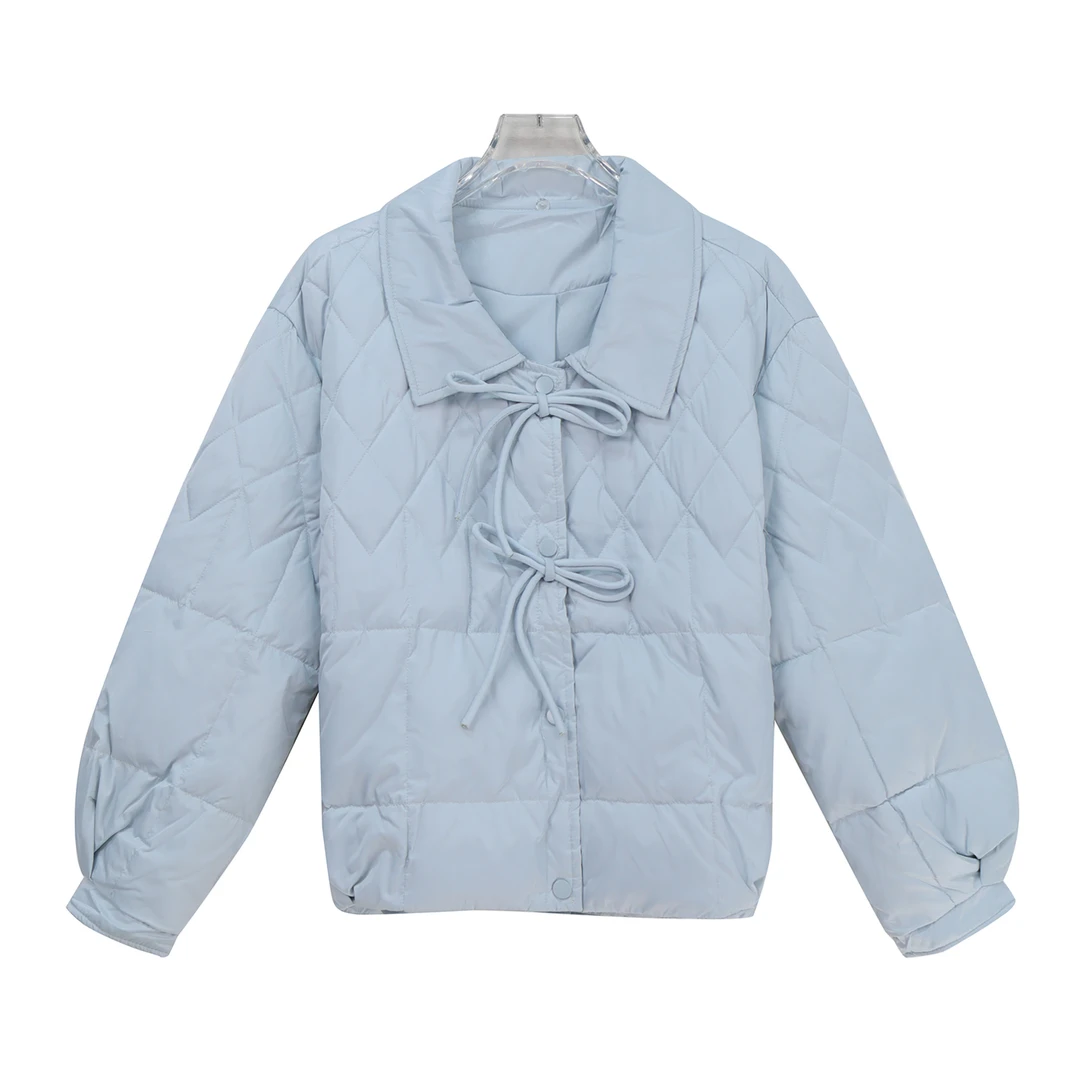 新中式国风盘扣菱格羽绒服短款设计感外套K2464