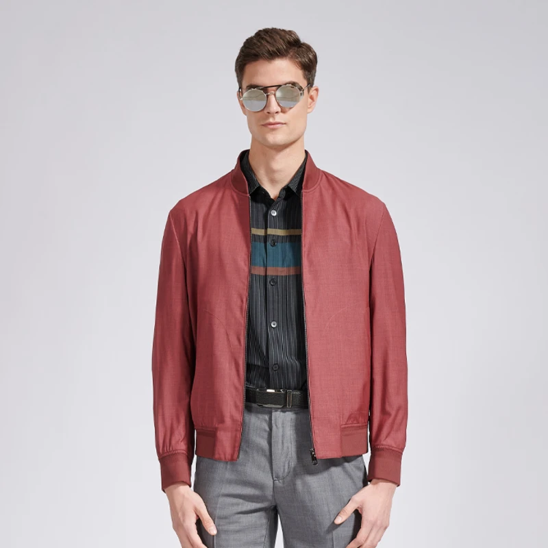 路卡迪龙【100%绵羊毛】棒球领恒温抗皱质感男士休闲夹克151220104