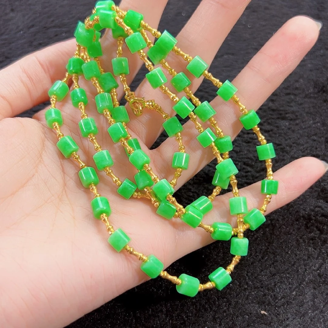 纤***艺翡翠18K金镶嵌颈饰签收后24小时鉴赏期