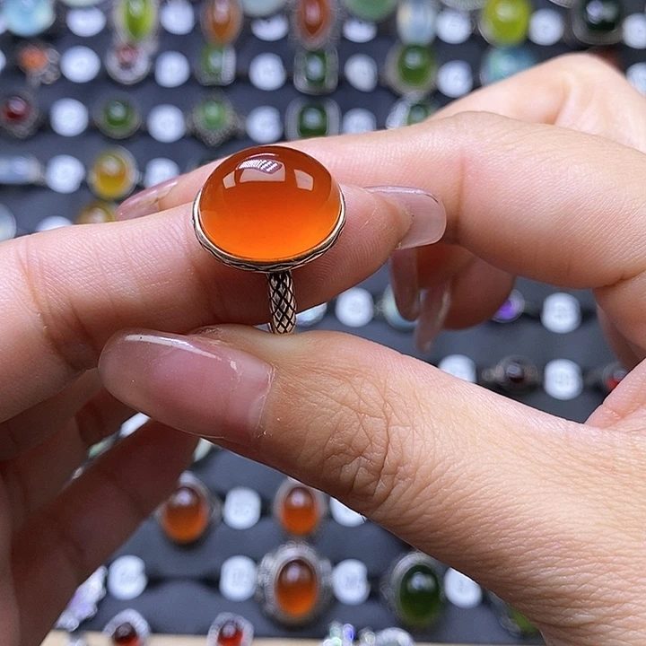 岫玉戒指银S925镶嵌一***猪