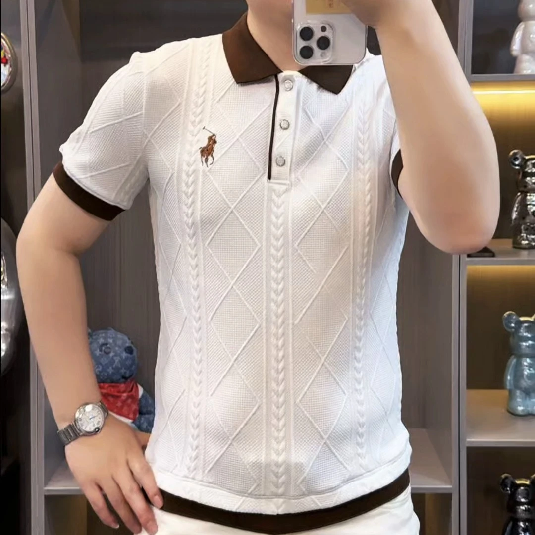 B110男士翻领polo衫打底衫欧货时尚修身潮流短袖袖针织衫短袖t恤