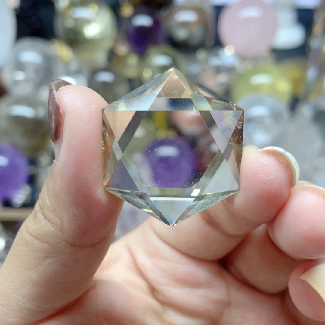 水晶珠宝半成品未镶嵌黄水净体六芒星