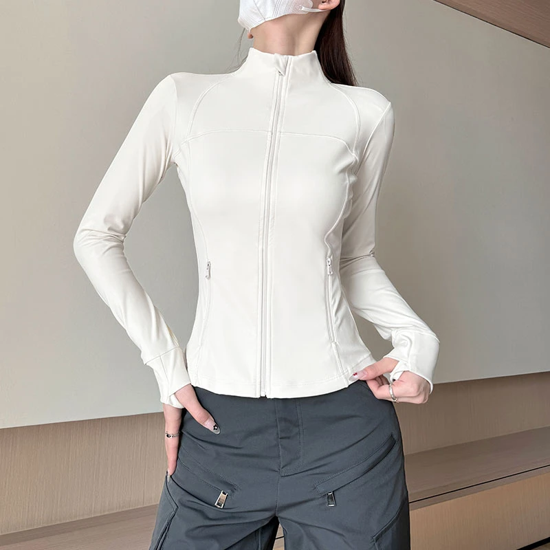 立领修身防晒衣女收腰2025新款上衣长袖跑步运动训练瑜伽外套
