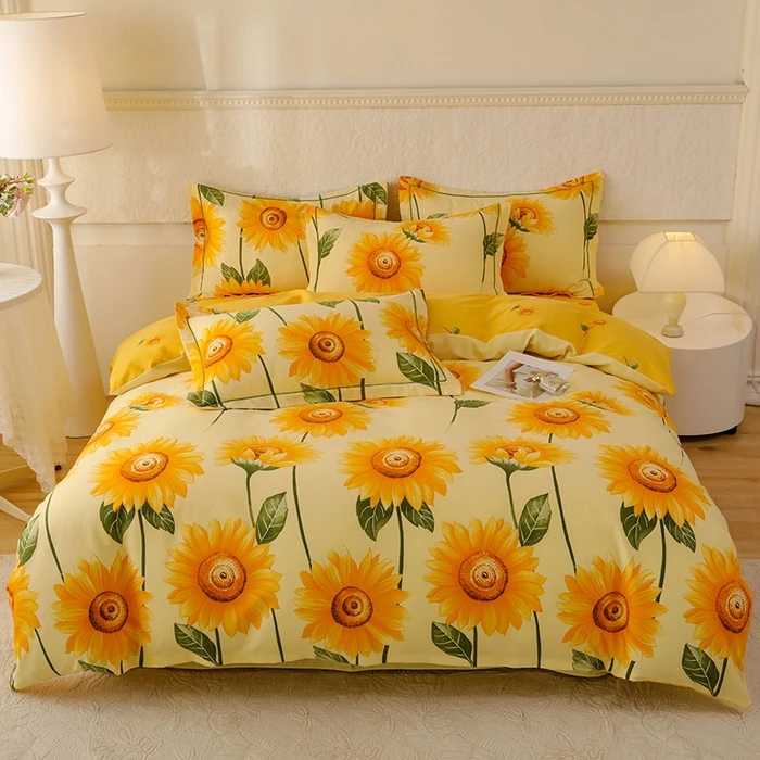 加厚被套圆角床单四件套磨毛四季可用印花简约学生三件套床上用品