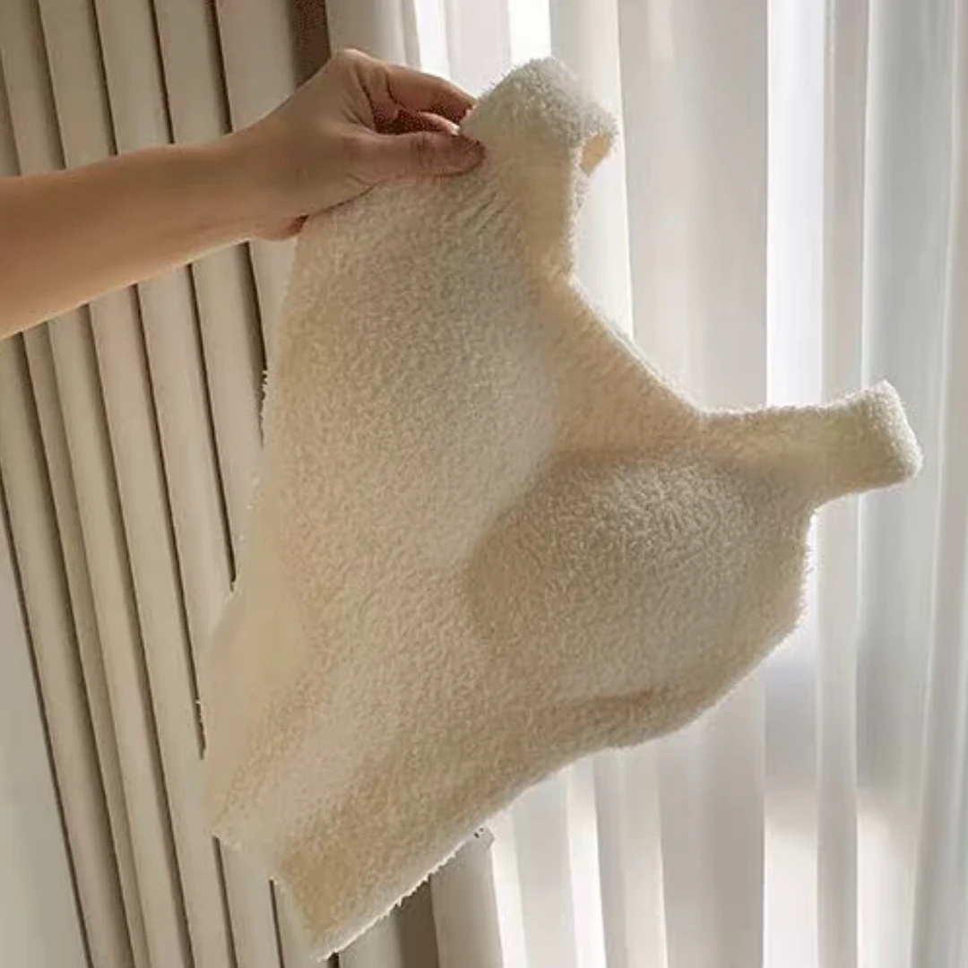 羊羔绒背心秋冬保暖带胸垫内衣毛茸茸亲肤打底上衣免穿文胸内搭x