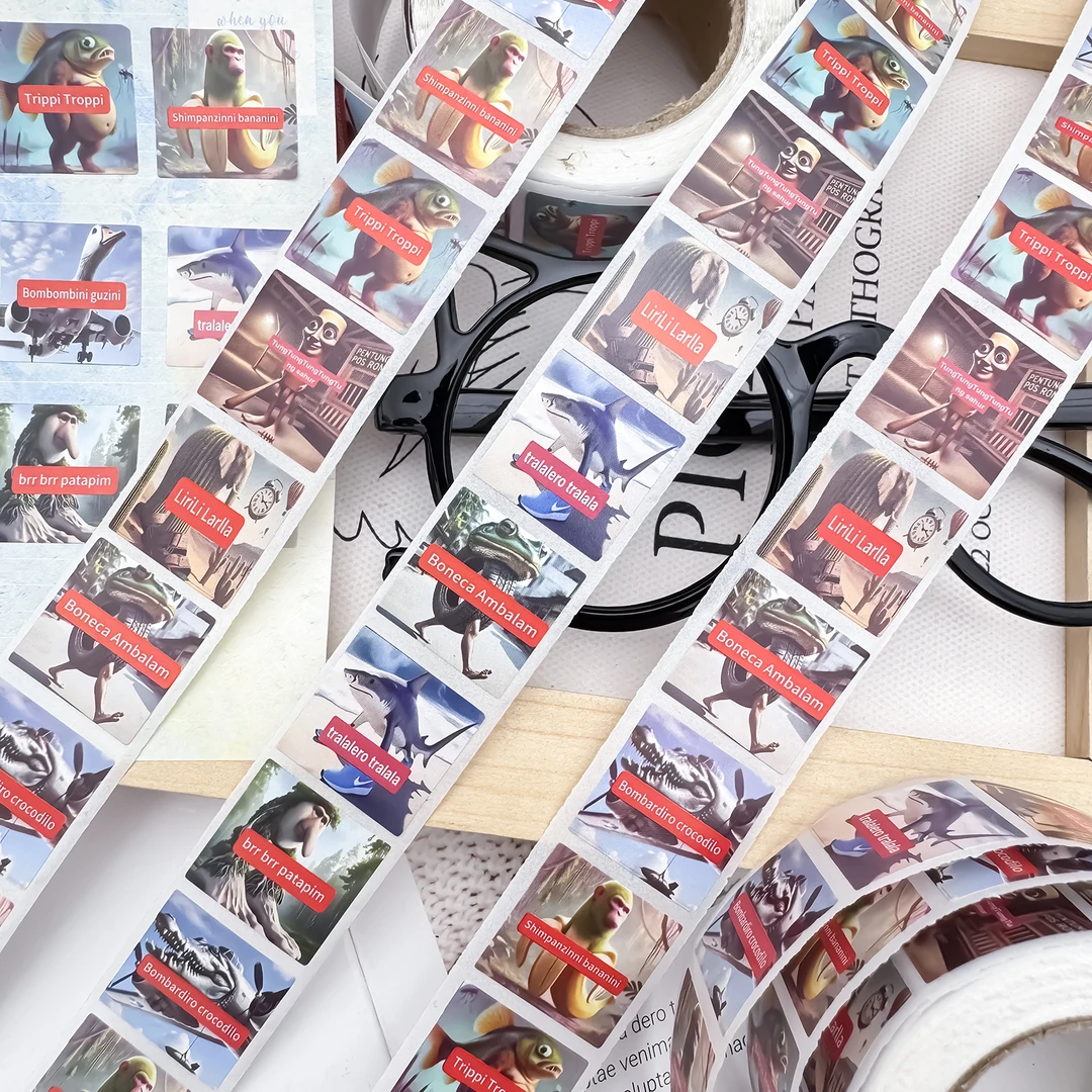 350贴外国山海经抽象沙雕卷卷贴纸意义不明创意贴画手账平板装饰