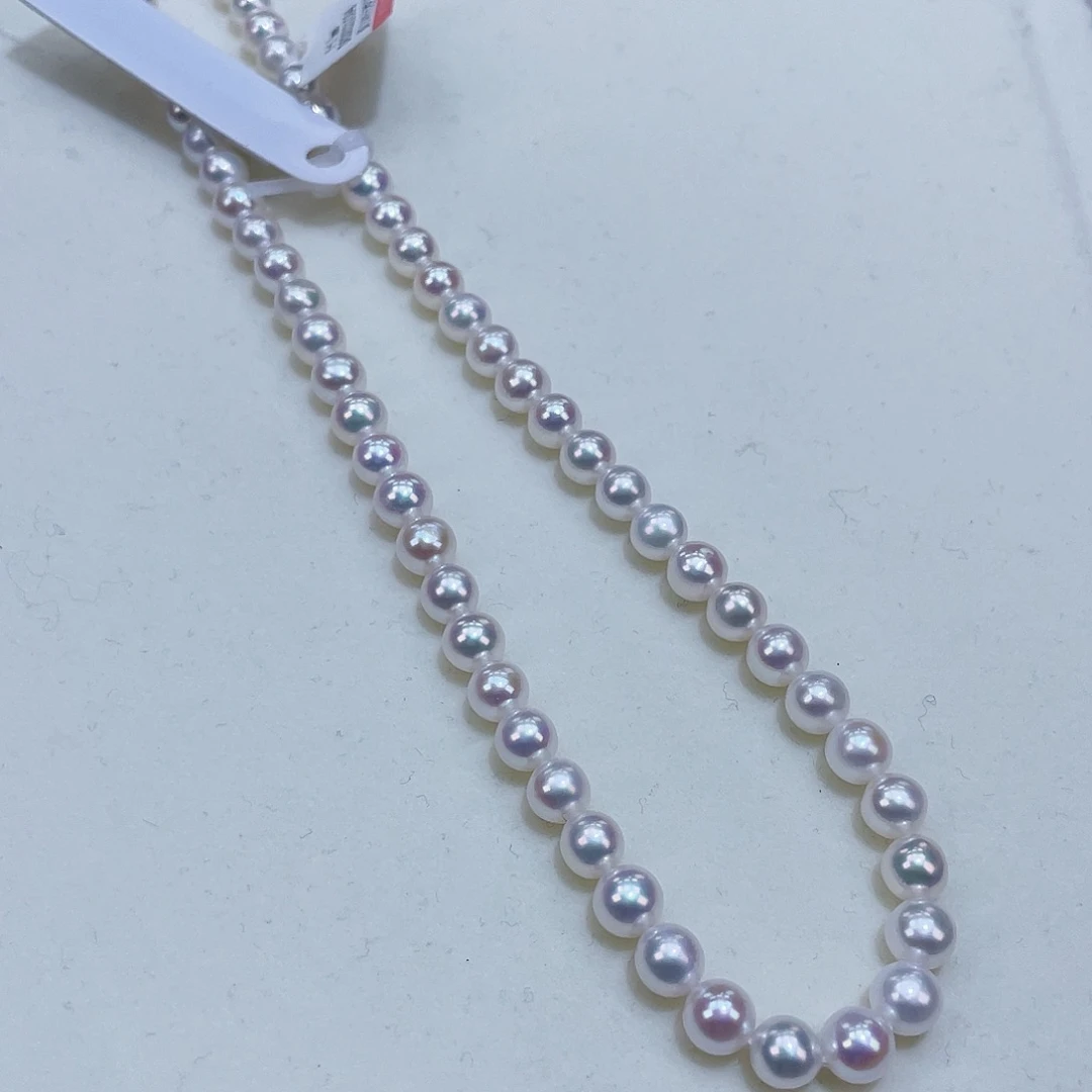 淡水珍珠颈饰银S925镶嵌6/6.5亮瞎眼雪山白炫彩肉眼无暇