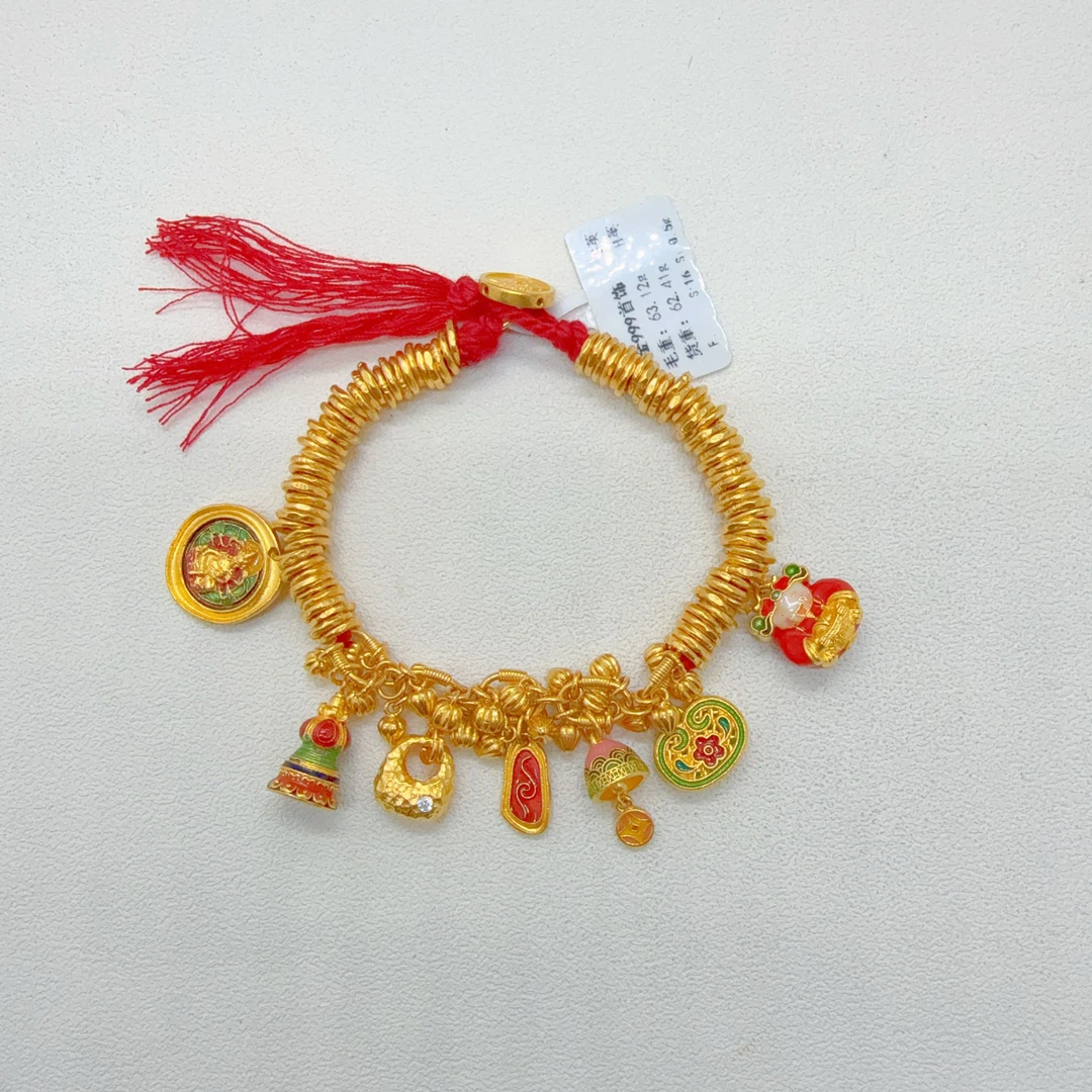 足金999手工盘缠 硕果提溜 卡6  16CM 62.41