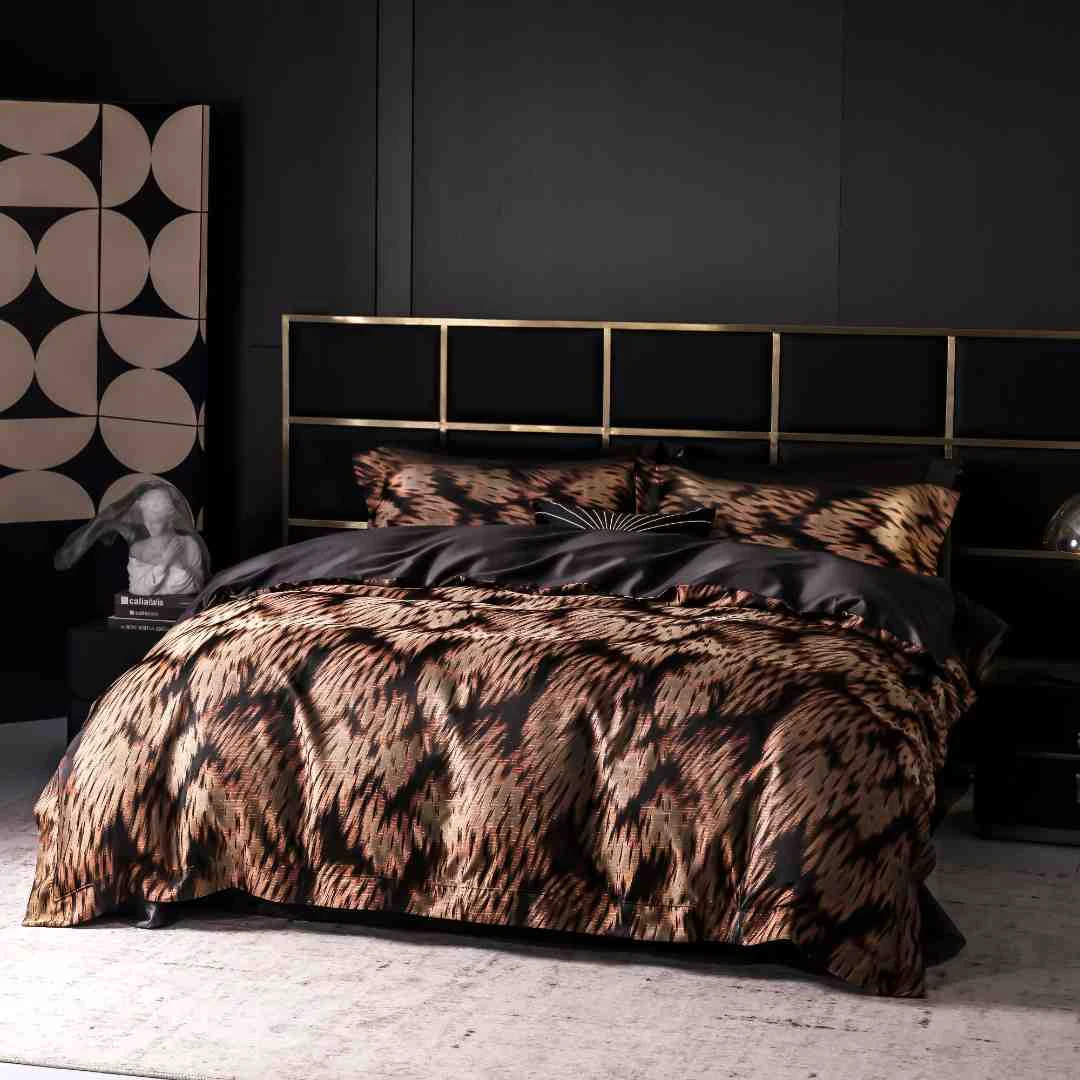 丛林寐影】高端色织大提花专柜鎏金四件套高奢机洗四季款长绒棉