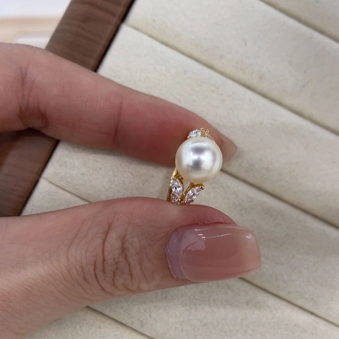 银S925镶嵌戒指海水珍珠