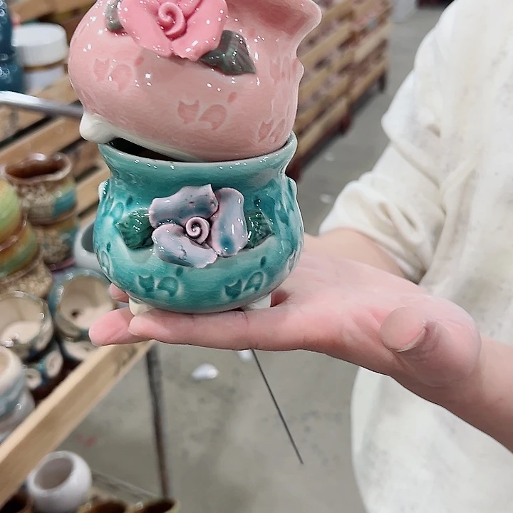 有孔.凑满10元发货多肉陶瓷花盆！