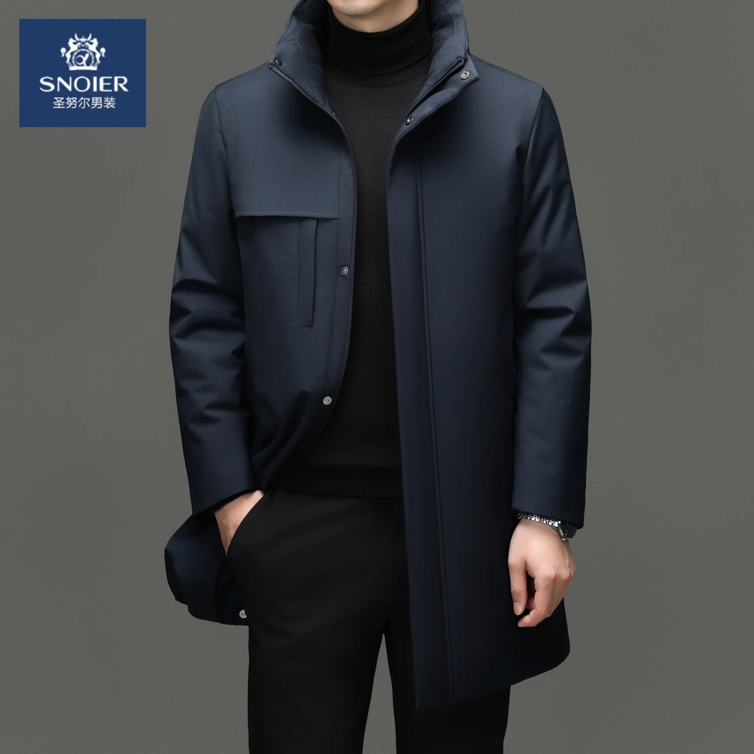 圣努尔商务羽绒服男士加厚中年爸爸中长款羽绒服政务休闲保暖外套