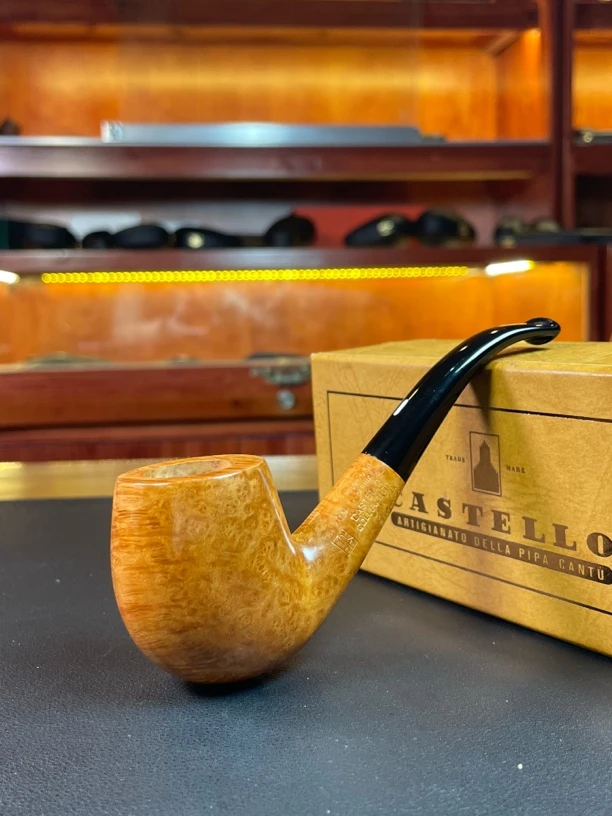 意大利卡斯特罗收藏系列KK级鹅蛋弯斗石楠木手工烟斗内径21深42.5