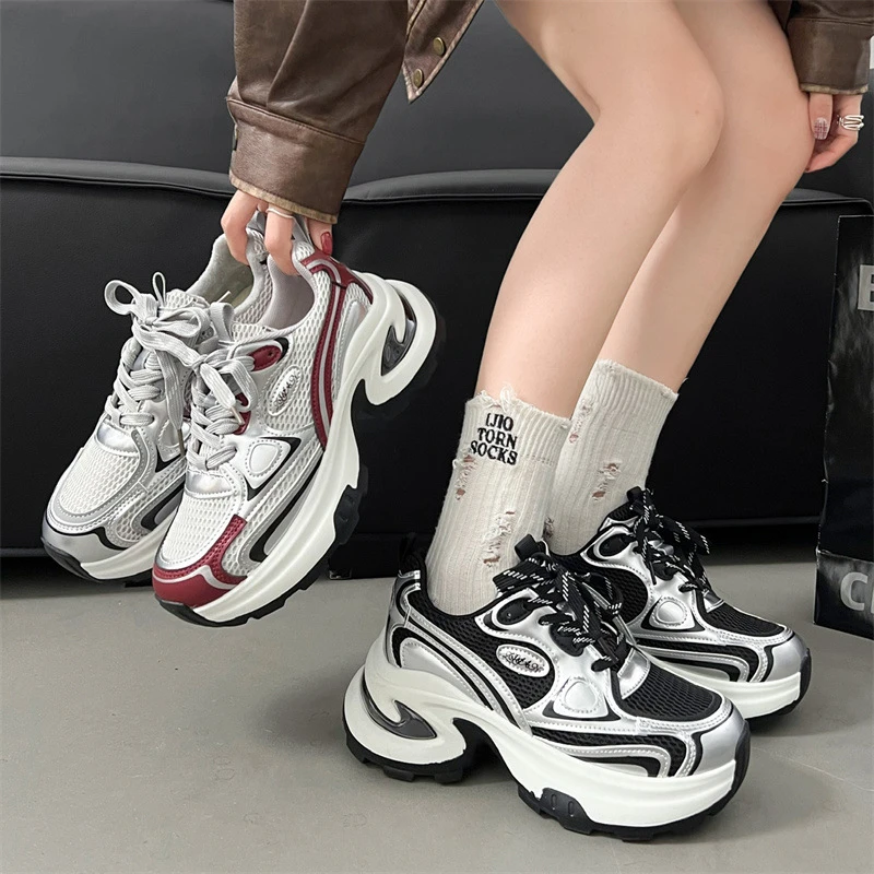 时尚潮流增高厚底老爹鞋女款2025新款秋冬爆款加绒轻便炸街运动鞋