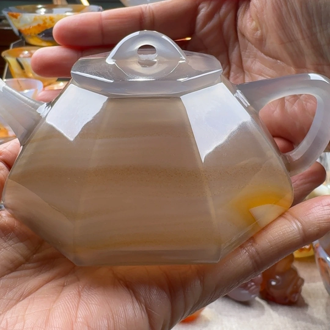 云***清玛瑙/玉髓未镶嵌玛瑙茶壶