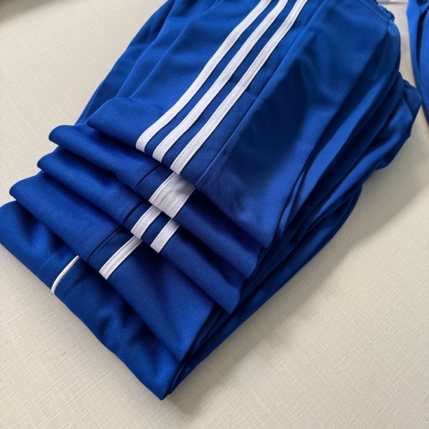 宝蓝色白条春夏初高中小学生校服裤青少年直筒休闲宽松长裤