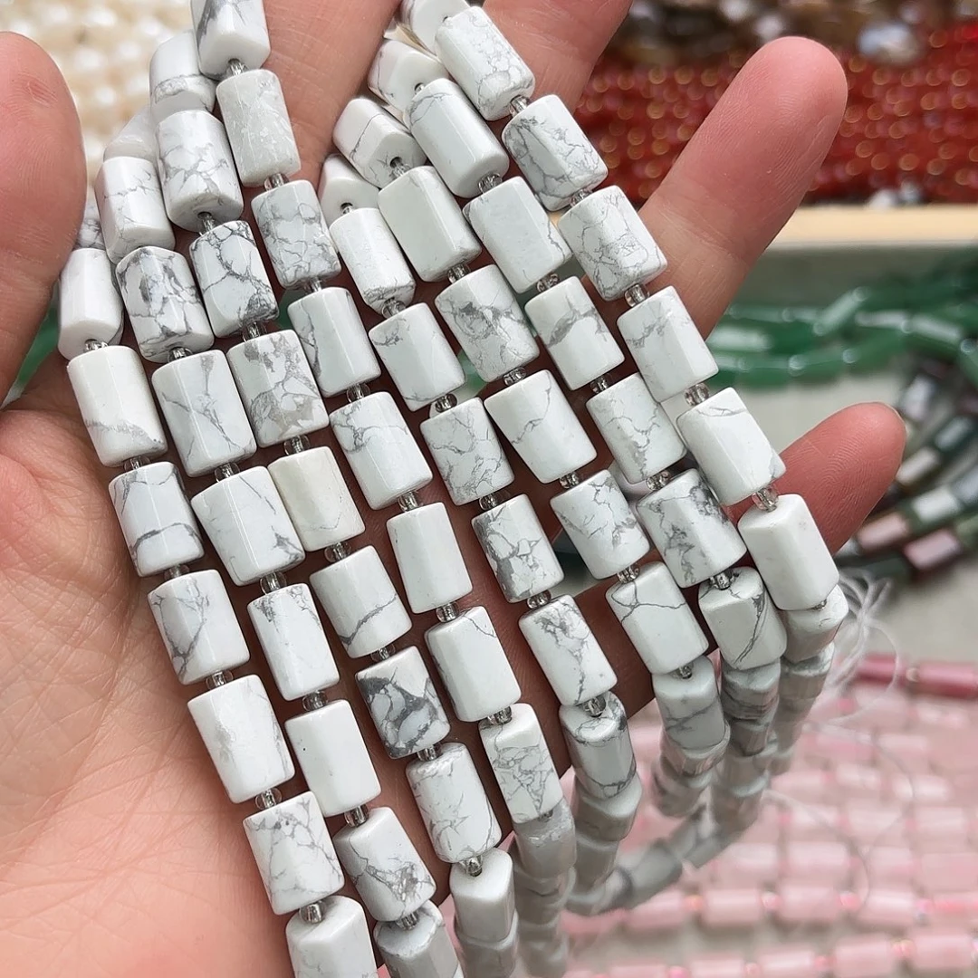 玛瑙/玉髓未镶嵌珠宝半成品8×12白松石柱子一条