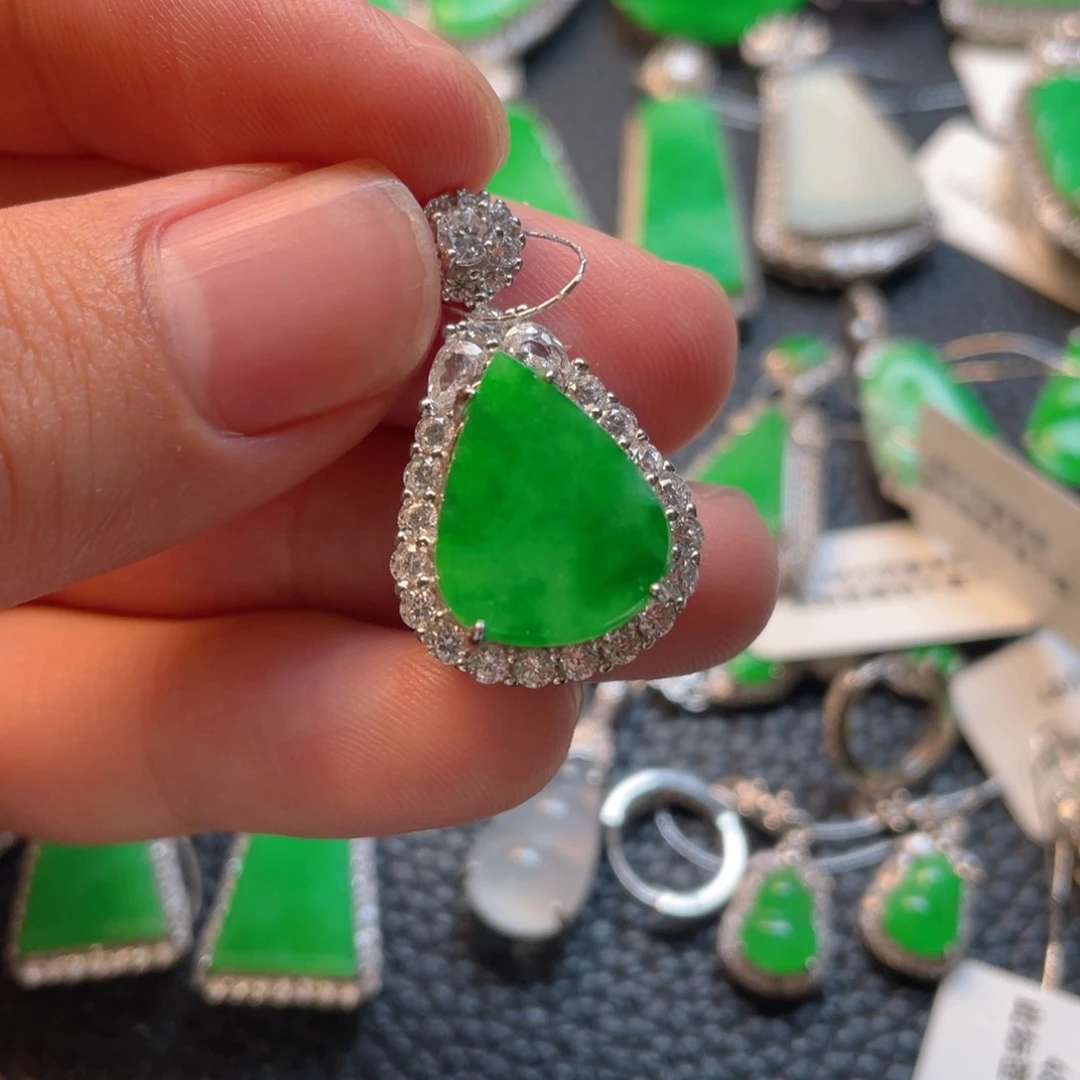 翡翠银S925镶嵌吊坠(不含链)