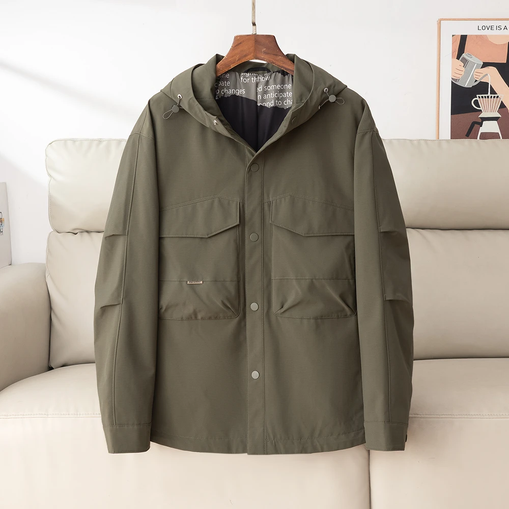 H3W220撤柜款！连帽夹克男春秋休闲外套防水男士户外运动服透气潮