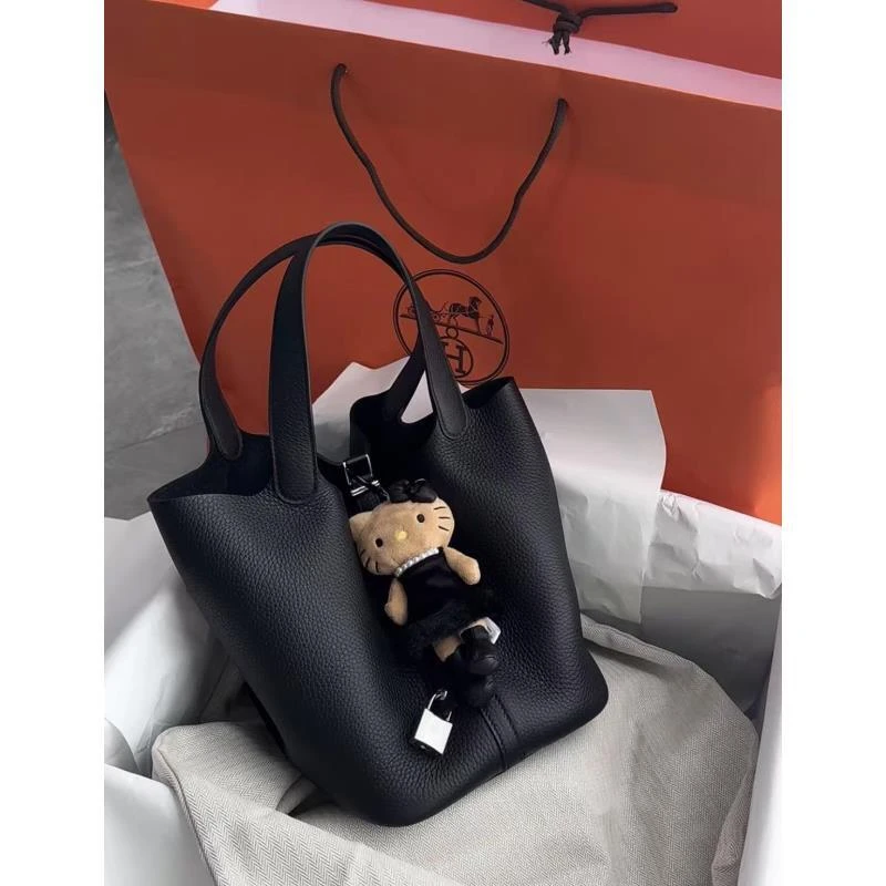 95新 Hermes/爱马仕  展会外场！黑银22菜篮子包