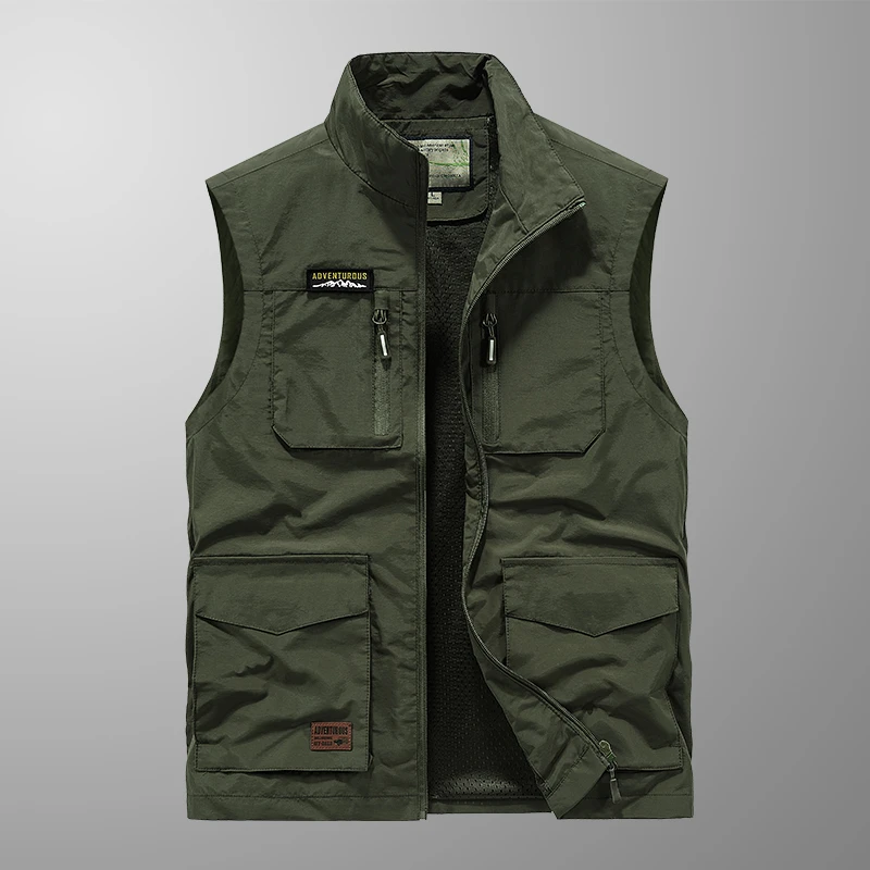 男士多口袋马甲春秋薄款坎肩钓鱼马夹背心潮户外摄影速干透气外套