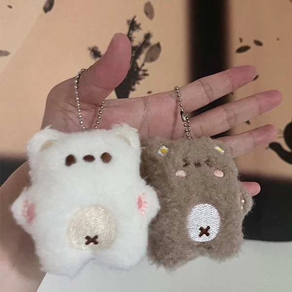 新款ins风吱吱叫小熊钥匙扣可爱情侣挂件会吱吱叫的玩偶闺蜜礼物