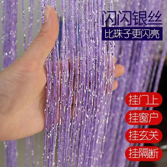 【新疆包邮】魔术贴式银丝线帘挂帘门帘隔断帘客厅卧室窗帘