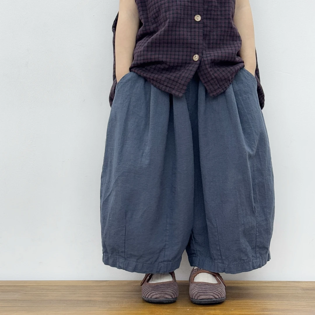 【歪歪妞童装】531儿童复古森系宽松棉麻裤日系男女童洋气灯笼裤