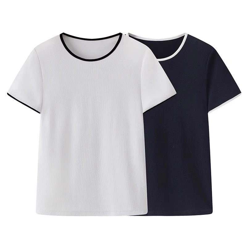 艾家同款25新款休闲【静奢小款修身T恤短袖时尚打底款-50436129