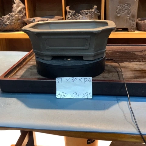 紫砂花盆青灰长方