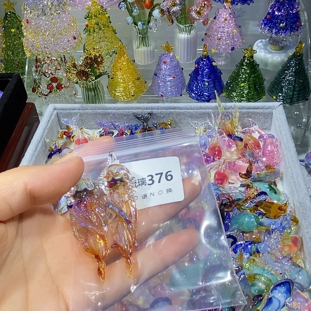 阿***爱颈饰玻璃376水母两只