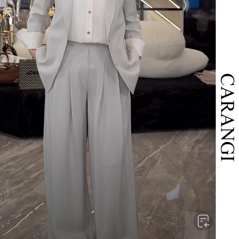 CARANGI阔腿裤长裤休闲裤薄款时尚饱满夏季简约百搭裤子IGK057