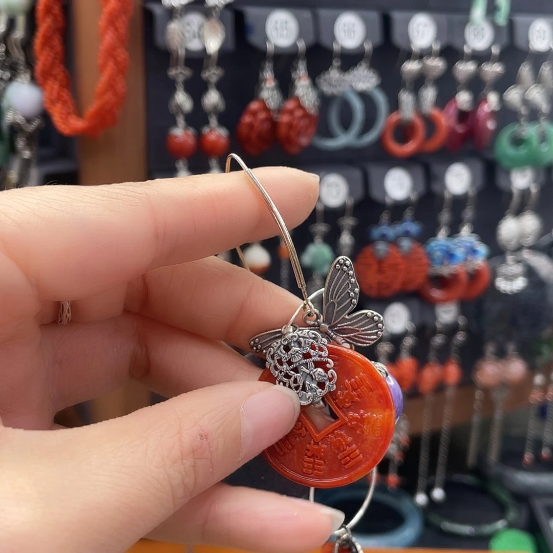 翡翠耳饰银S925镶嵌二***0718ghhhgg