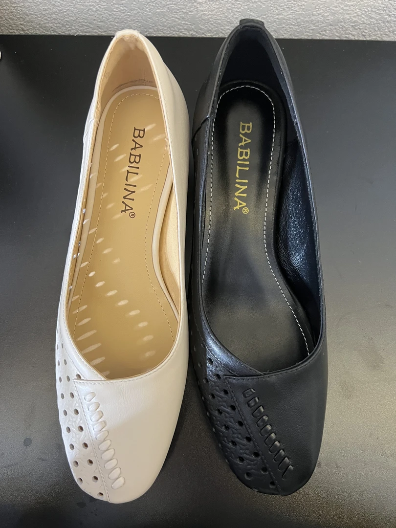 BABILINA【2025春季上新】头层牛皮/3cm/百搭方头编织圆跟