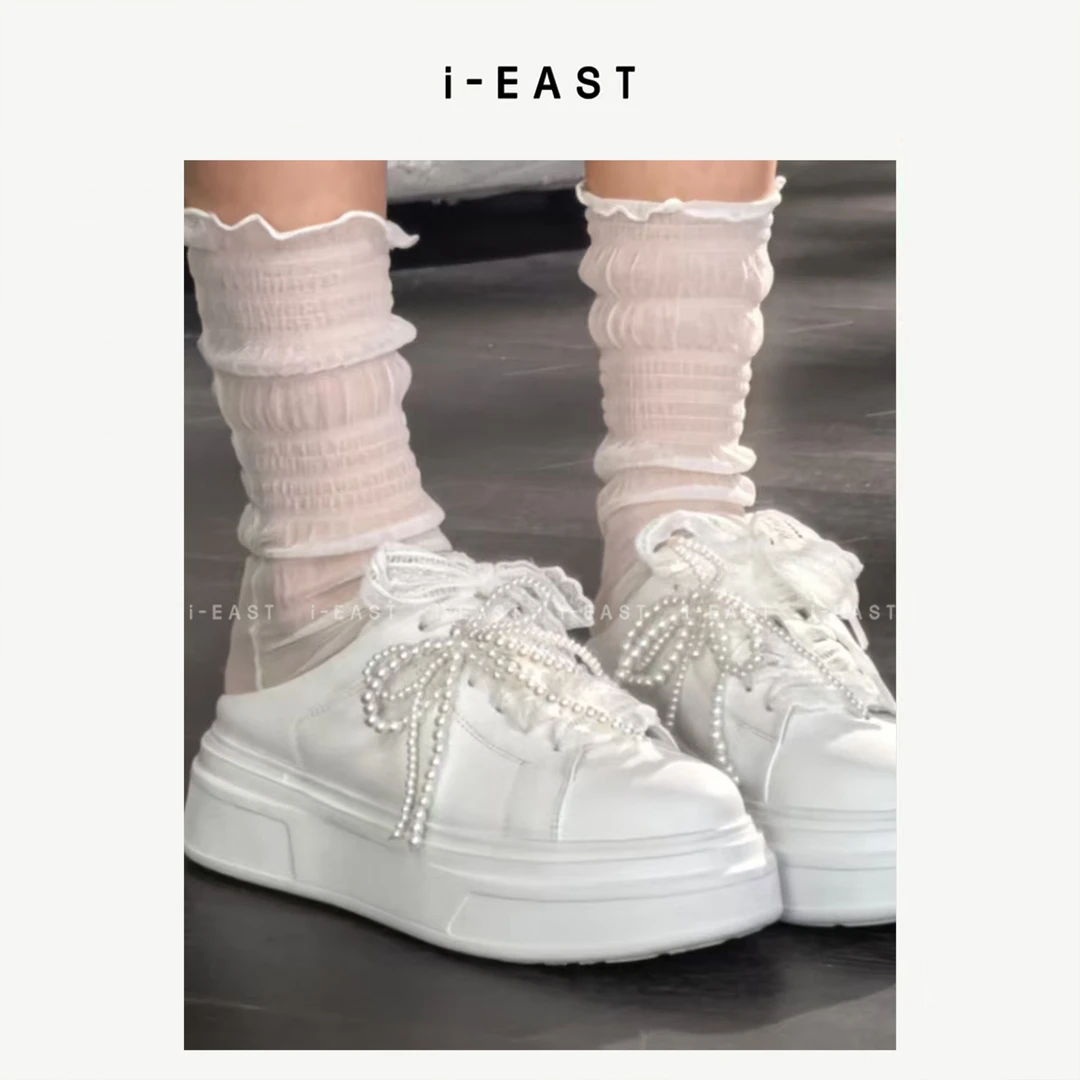 i-EAST 搭配帮手~极简镂空设计感百搭中筒袜-5X PS8139