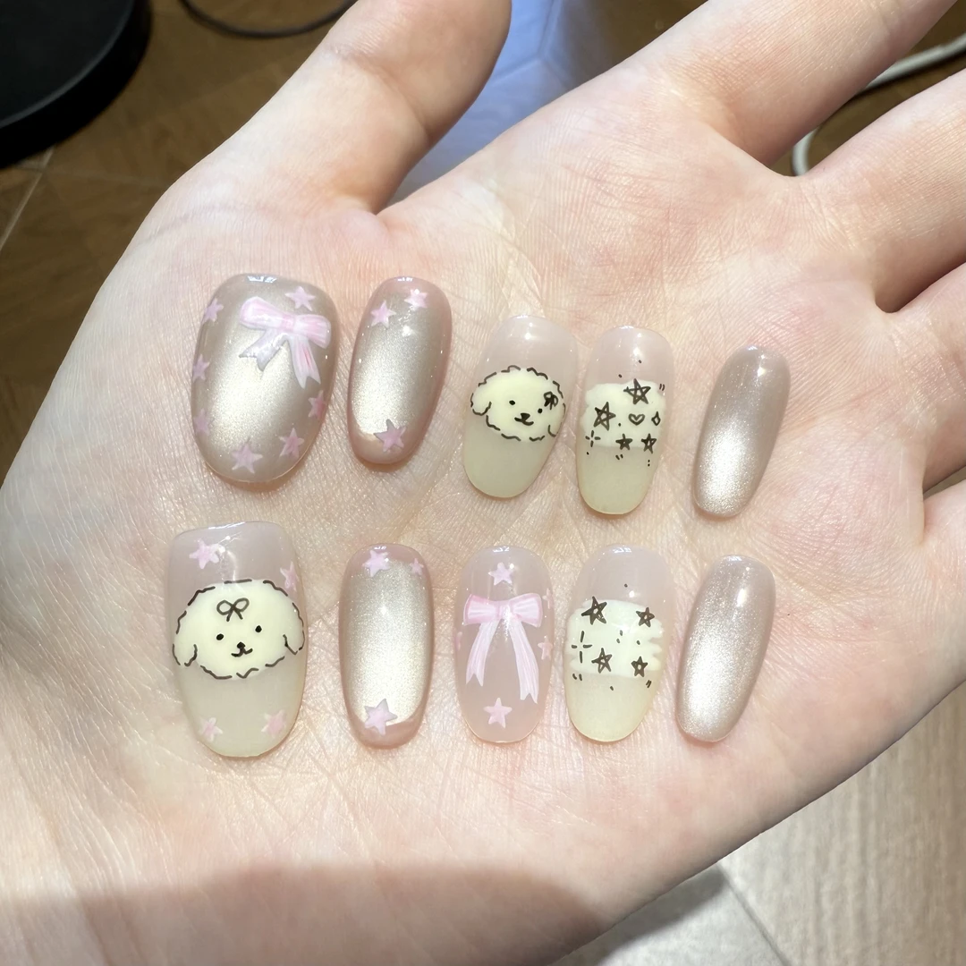 蝴蝶结小狗 纯手工穿戴甲
