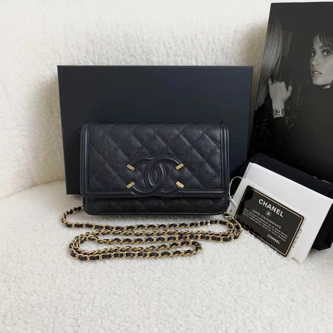99新 Chanel/香奈儿 壹臻/黑金牛vanity woc 27开 73064385