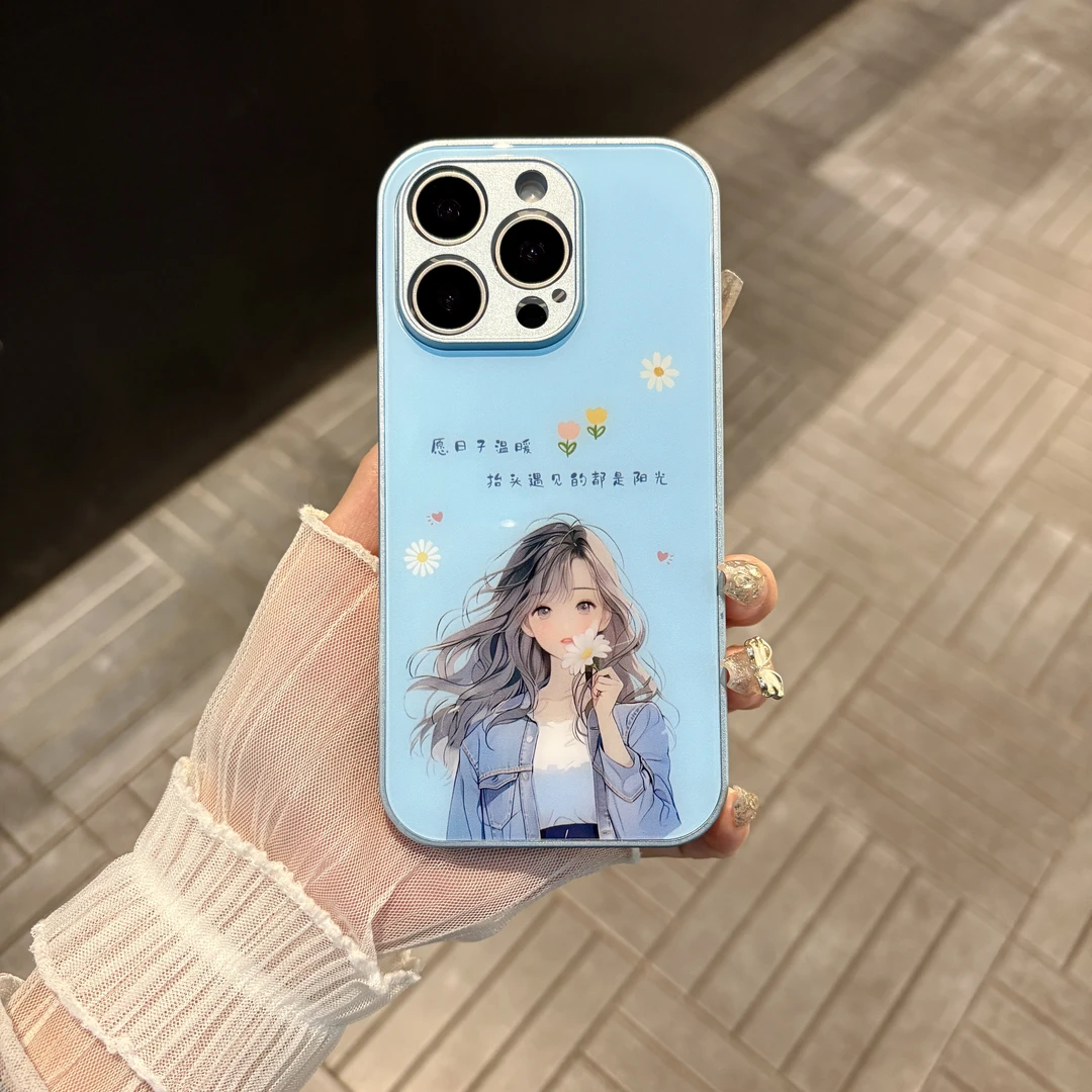 苹果/华为/oppo/vivo/小米 阳光女孩适用iPhone17/16玻璃手机壳