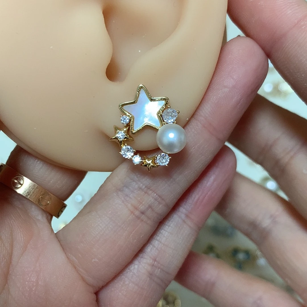 淡水珍珠耳饰合金