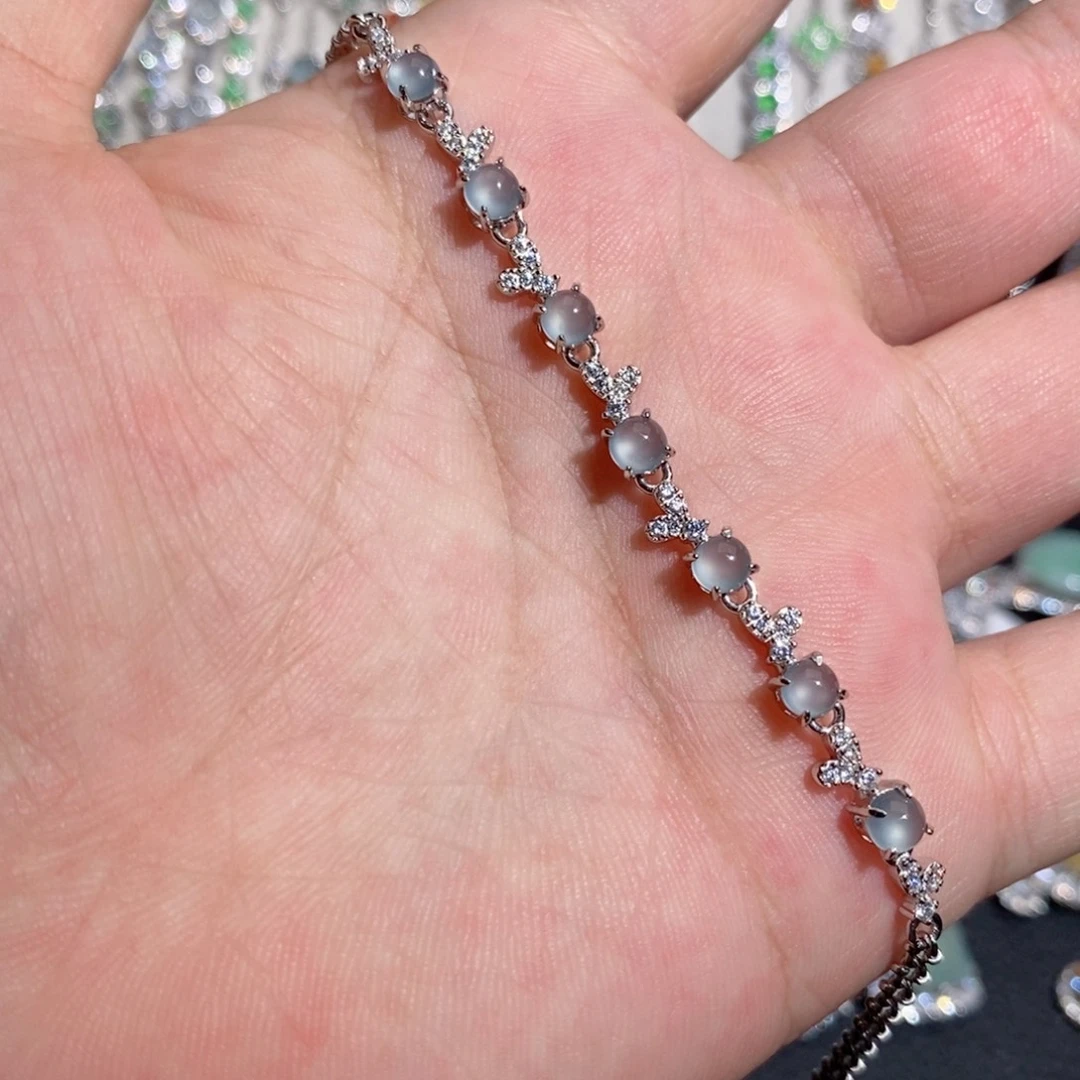 银S925镶嵌手链翡翠m ko l