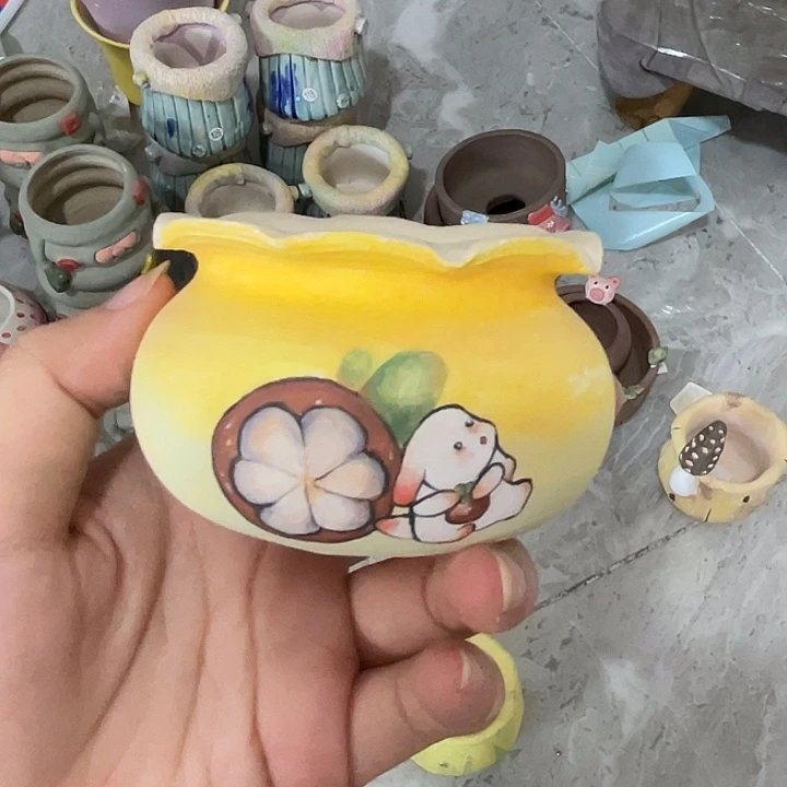 精工手绘多肉花盆