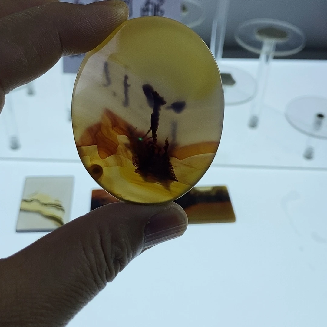 合成碳硅石非金属时尚图纹画面石饰品