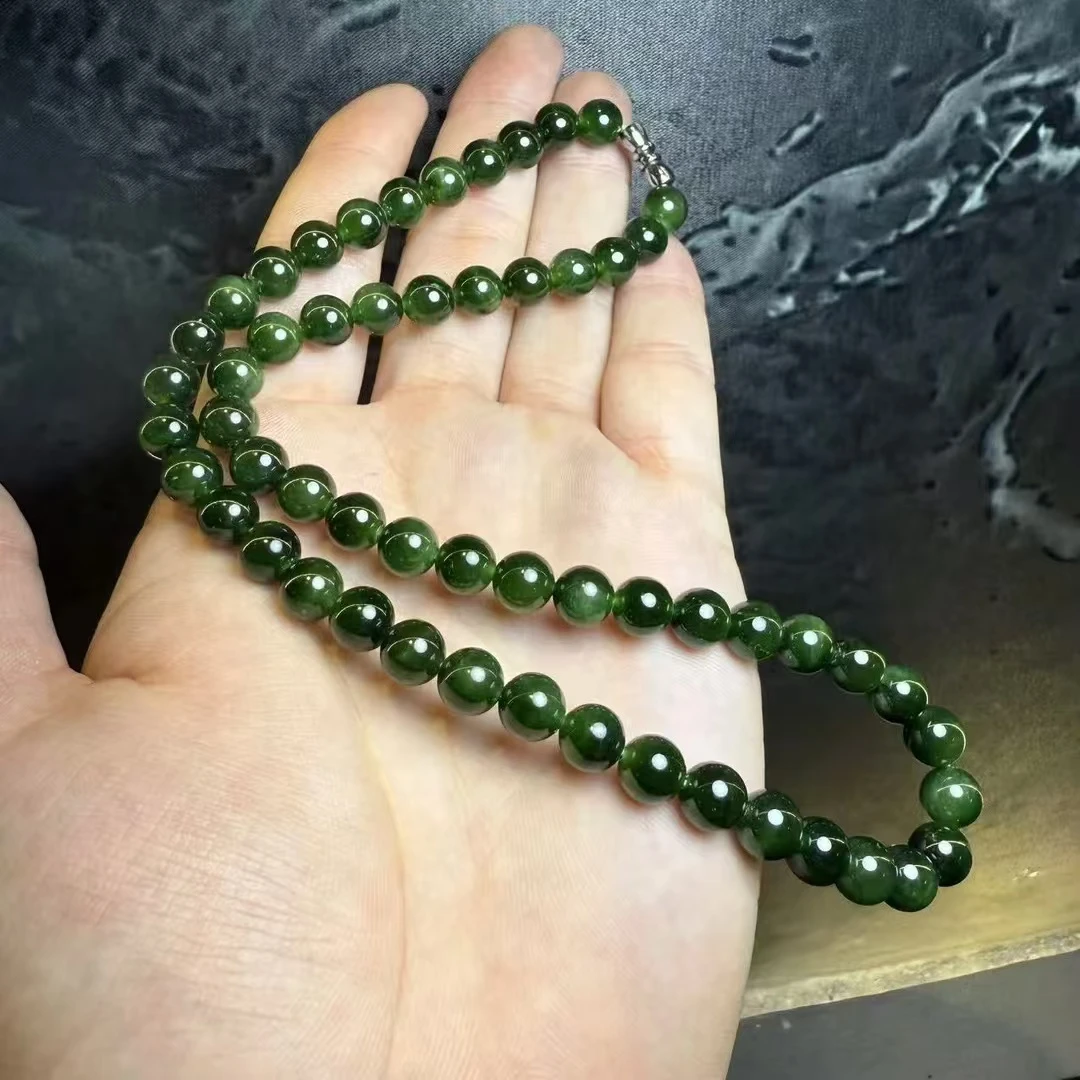 【皇后甄选】 H006 深绿色玻璃8m项链